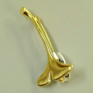 Hallmarked Tiffany and Co. 18K 750 Yellow Gold Gingko Leaf Pin Brooch