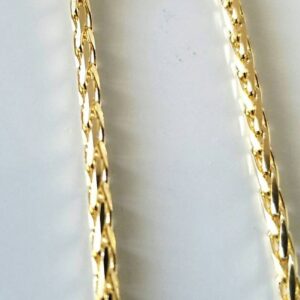14K Yellow Gold 24 inch Diamond cut Wheat Style Chain with a Lobster Claw Clasp