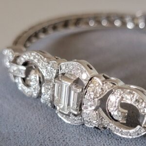 14K White Gold Diamond Bracelet, Vintage Statement Jewelry