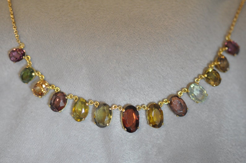 18K Yellow Gold Multi Gemstone Neckace