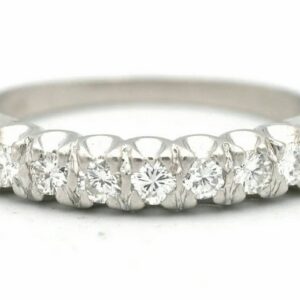 Vintage Platinum Diamond Wedding Ring, Stackable Anniversary Band, 0.35cttw, Size 7.5