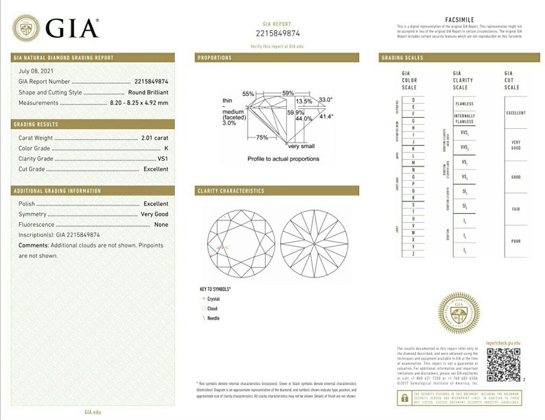 2.01 Carat Round Brilliant Cut Diamond, VS-1 Clarity, GIA Certified