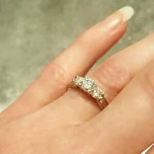 14K White Gold Three Stone Diamond Ring, Wedding, Engagement and Anniversary