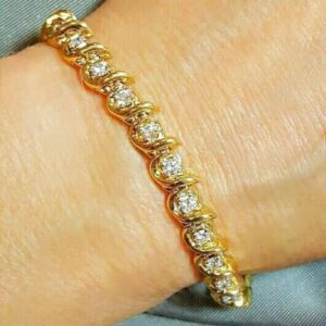 14K Yellow Gold Fine Quality Diamond Tennis Bracelet