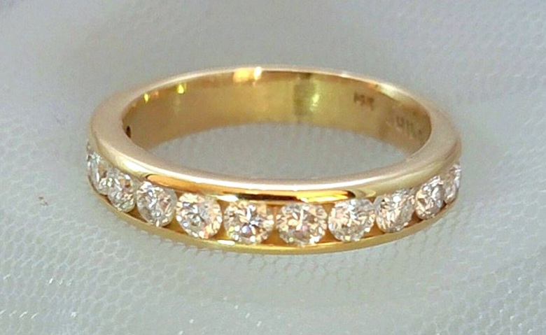 14K Yellow Gold 1.00 Carat Total Weight Channel set Diamond Band style Ring