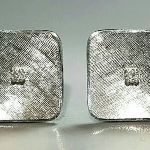 Pair of 14K White Gold Vintage Diamond Cufflinks