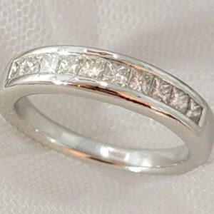 Platinum Princess Cut Diamond Band Ring, 0.60 ct, Size 6