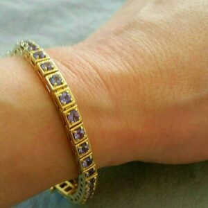 14K Yellow Gold Tanzanite Bracelet, 7 Inch Gemstone
