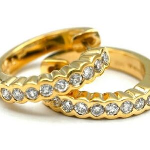 Diamond Huggie style Pair of 14K Yellow Gold Earrings by Designer Sonia B.