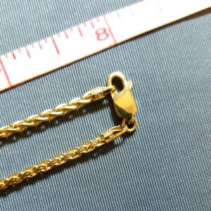 14K Yellow Gold 16 Inch Wheat Style Necklace Chain. Fine Quality, New Condition