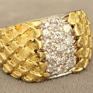 18K Yellow Gold with a Platinum Diamond set Top Sparkly Diamond Ring