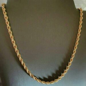 14K Yellow Gold Vintage Rope Chain Necklace, 15.5"