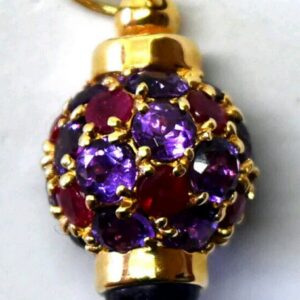 14K Yellow Gold Amethyst Ruby Pendant, Vintage Marquessa Jewelry