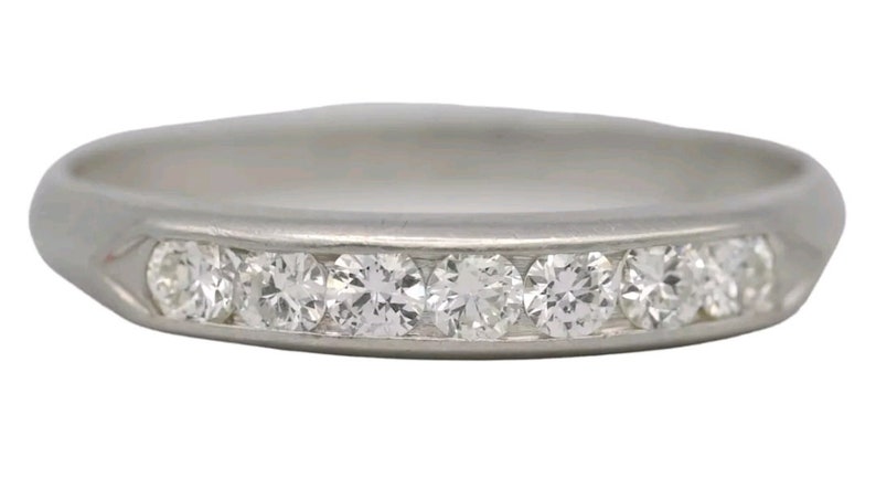 Vintage Platinum Diamond Wedding Band Ring, 0.25 ct, Size 6