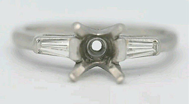 Vintage Platinum Baguette Diamond Ring or Engagement Ring Setting for an Approximate 0.70 Carat Diamond