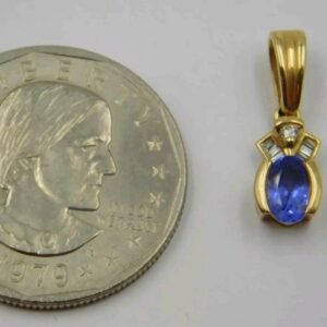 14K Yellow Gold Tanzanite Pendant, Diamond Accents