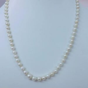 14K White Gold Clasp Saltwater Pearl Necklace - 16 inch