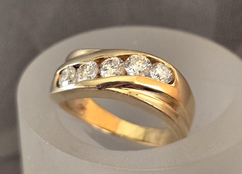 14K Yellow Gold 1.00 Carat Total Weight Channel set Diamond Band style Ring
