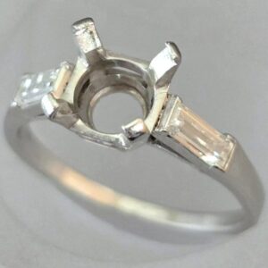 Vintage Platinum Baguette Diamond Ring or Engagement Ring Setting for an approximate 0.75 carat size diamond or Gem. The ring is a Size 7.50