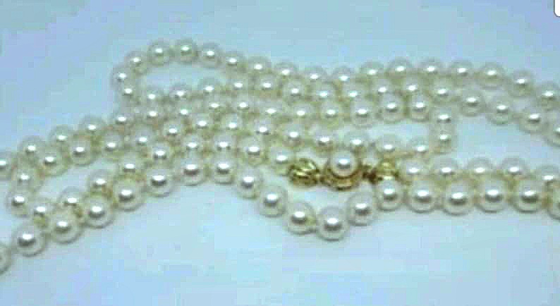 Saltwater Cultured Pearl Necklace with a 14K Yellow Gold Clasp, 30 Inch