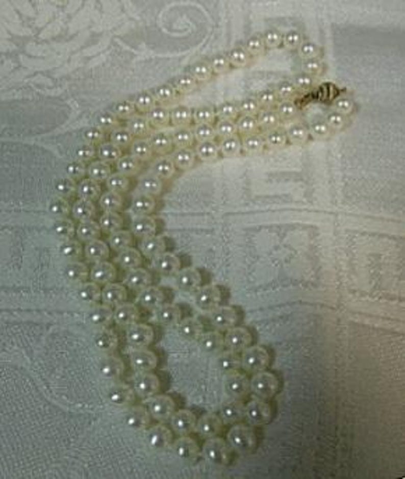 Saltwater Cultured Pearl Necklace with a 14K Yellow Gold Clasp, 30 Inch