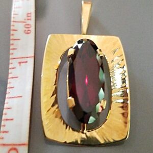 18K Yellow Gold Almandine Garnet Statement Pendant. Necklace Chains are Available for Purchase
