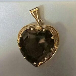 14K Yellow Gold Heart Shaped Smokey Quartz Pendant. Necklace Chains are Available if Needed