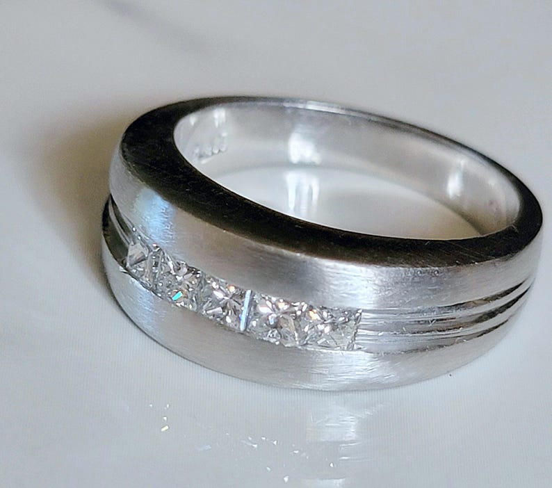 Platinum Diamond Ring, 0.80 ct Princess Cut, Size 9.75