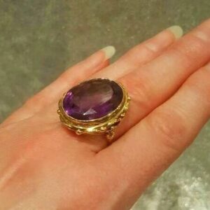 14K Yellow Gold Vintage Amethyst Statement Ring