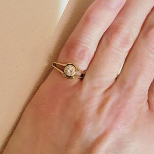 14K Yellow Gold Bezel set 1/2 Carat Diamond Ring